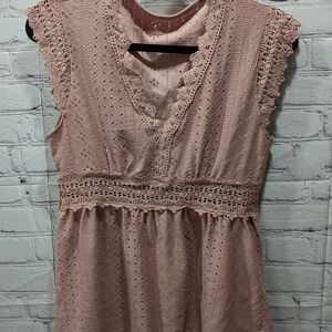 Pink Lace Sleeveless Dress